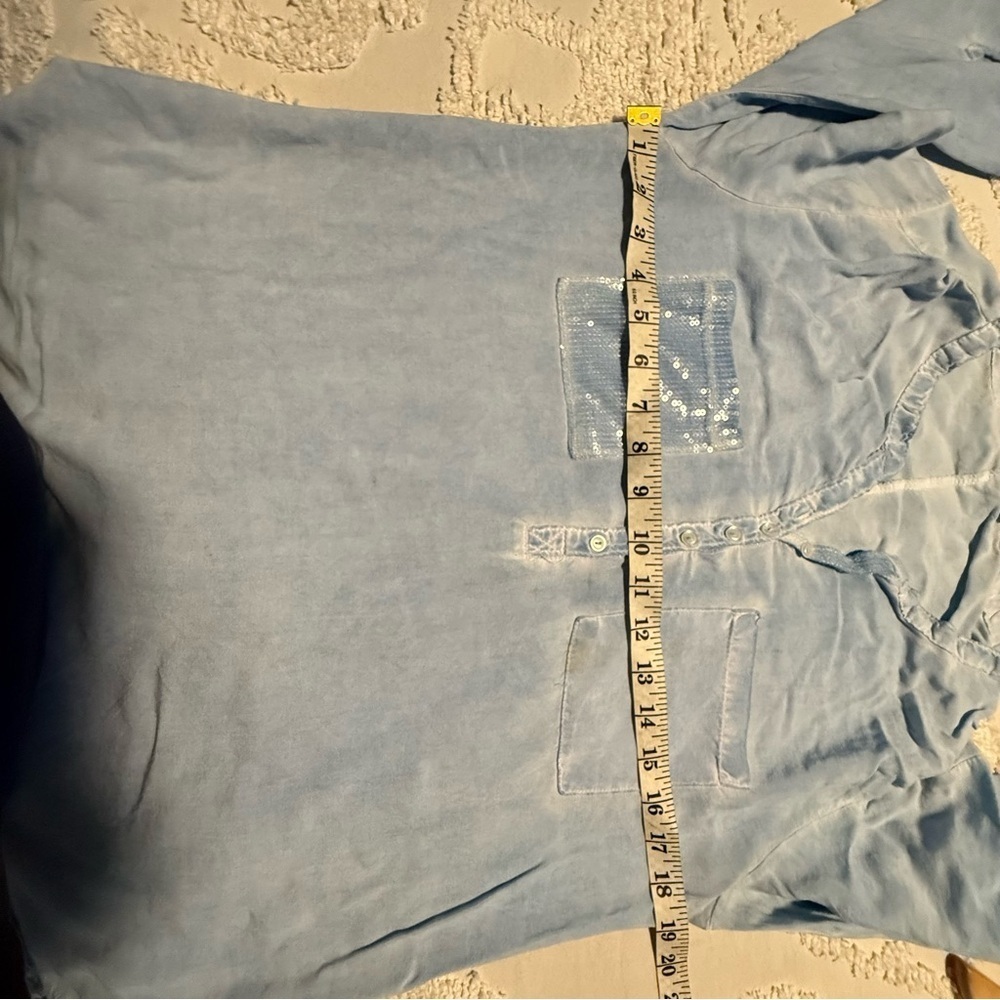 Women's Light Blue Button Down Shirt - Picture 4 of 6